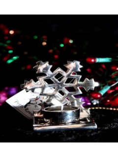 Large Snowflake Tealight Holder Aluminium  11 x 8 x 7cm